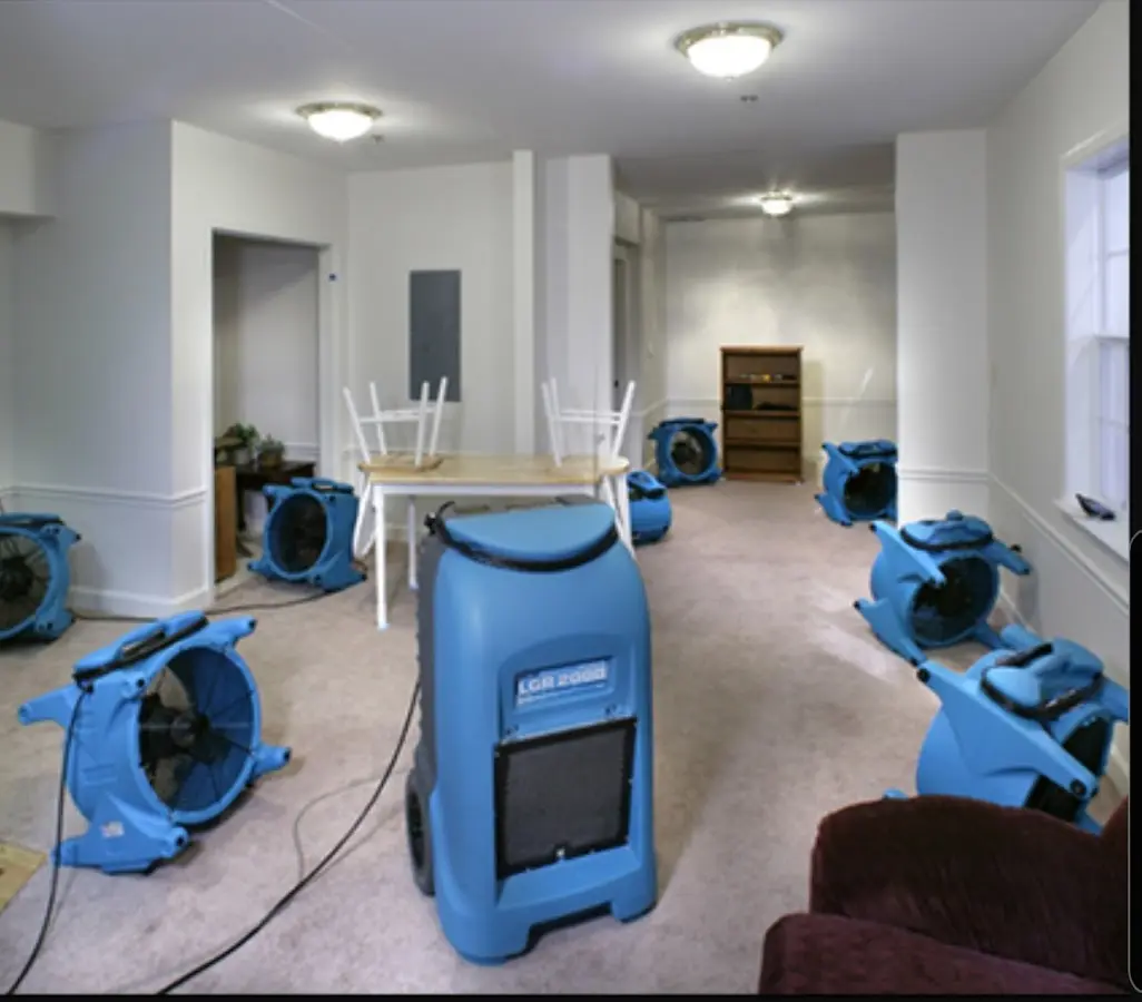 Air movers and dehumidifier setup for Water Extraction & Removal in Tamiami